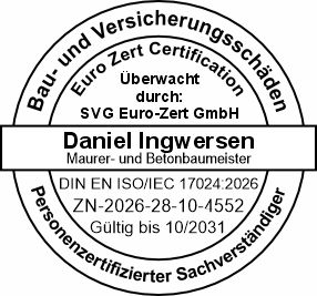 Personenzertifizierter Sachverständiger für Bau- und Versicherungsschäden gemäß DIN EN ISO/IEC 17024:2026 Personenzertifizierter Sachverständiger für Bau- und Versicherungsschäden gemäß DIN EN ISO/IEC 17024:2026